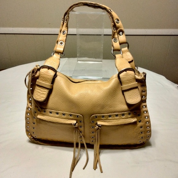 Moni Moni Tan Leather Grommet Detail Purse Shoulder Bag Italy by Cinzia Moniaci - Picture 1 of 16